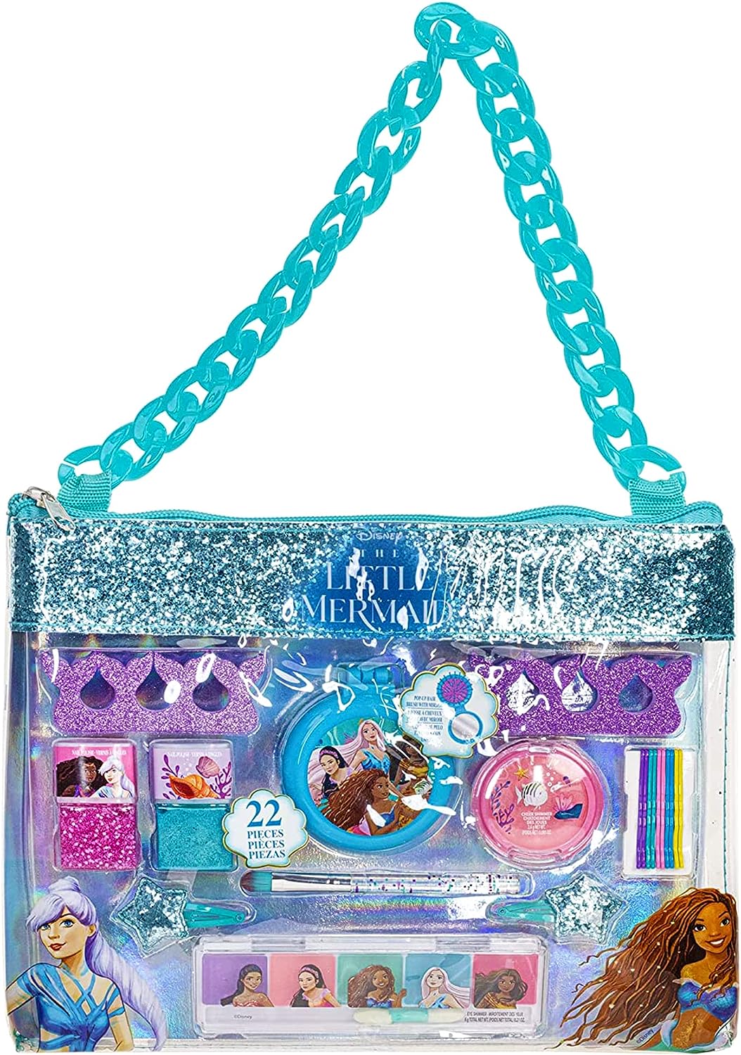 Townley Girl Disney Frozen - Townley Girl Fashion Chain Bag with Peel- Off Nail Polish, Eyeshadow, Hair Accessories, Hair Brush and More, with Rainbow Chain for Girls, Ages 6+