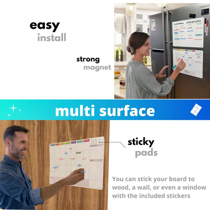 TIMELYME Magnetic Whiteboard Calendar Weekly Monthly Daily Planner Fridge, Family Planner & Organizer Set (New Plain)