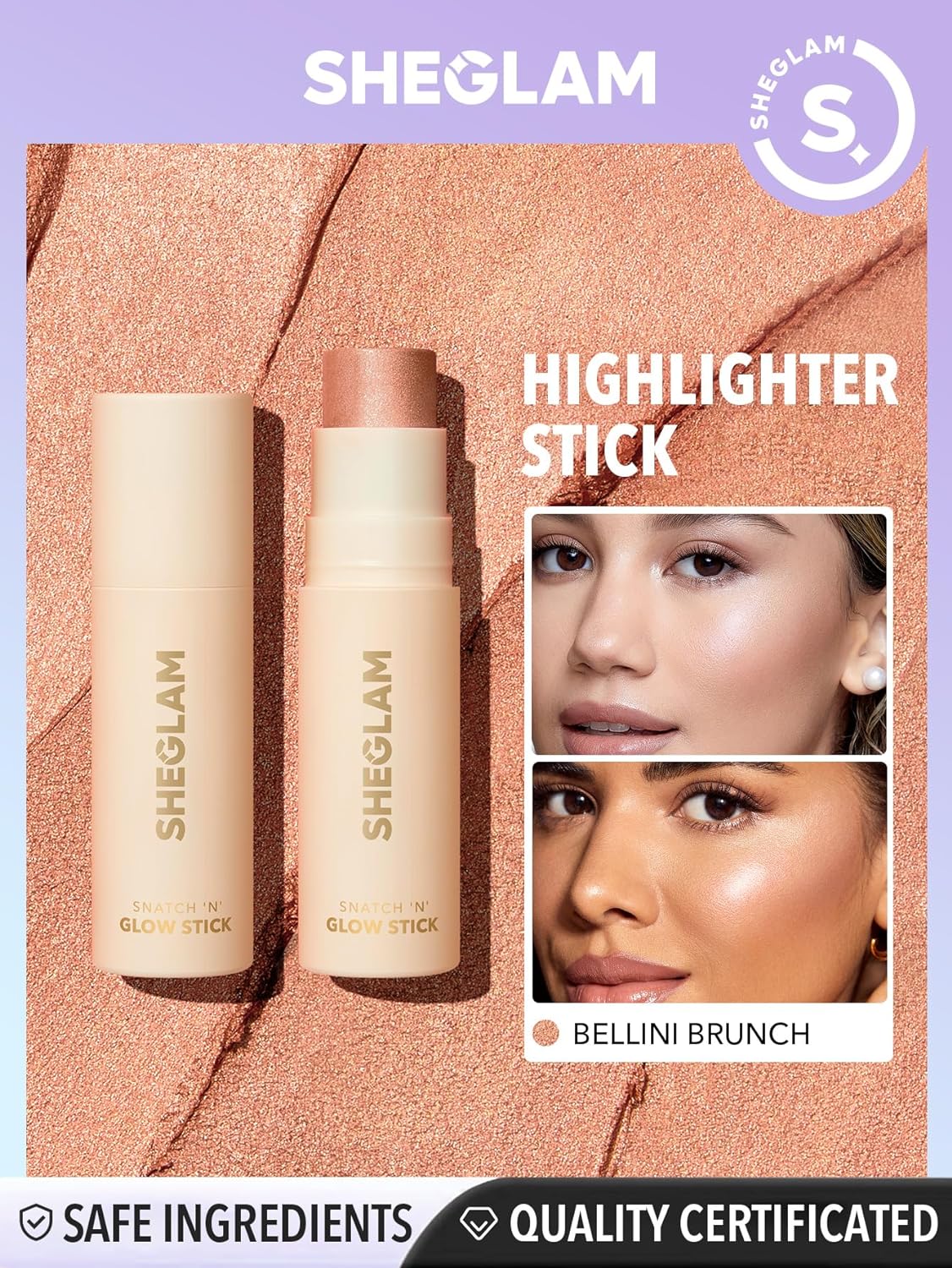 SHEGLAM Snatch 'n' Glow Stick - Cream Highlighter Makeup Stick Long Wear Brightening Non-Caking Highlighter Face Makeup (Tea cake)