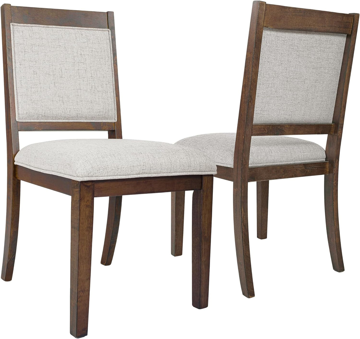 HomePop Open Back Upholstered Wood Frame Dining Chairs, Neutral Textured Solid (Set of 2)