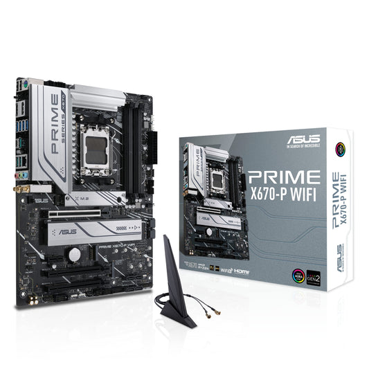 ASUS Prime X670-P WiFi Socket AM5, LGA 1718, Ryzen 7000 ATX Motherboard, DDR5,Three M.2 Slots, USB 3.2 Gen 2x2 Type-C, USB4 Support, WiFi 6, 2.5Gb Ethernet - Black - CaveHubs