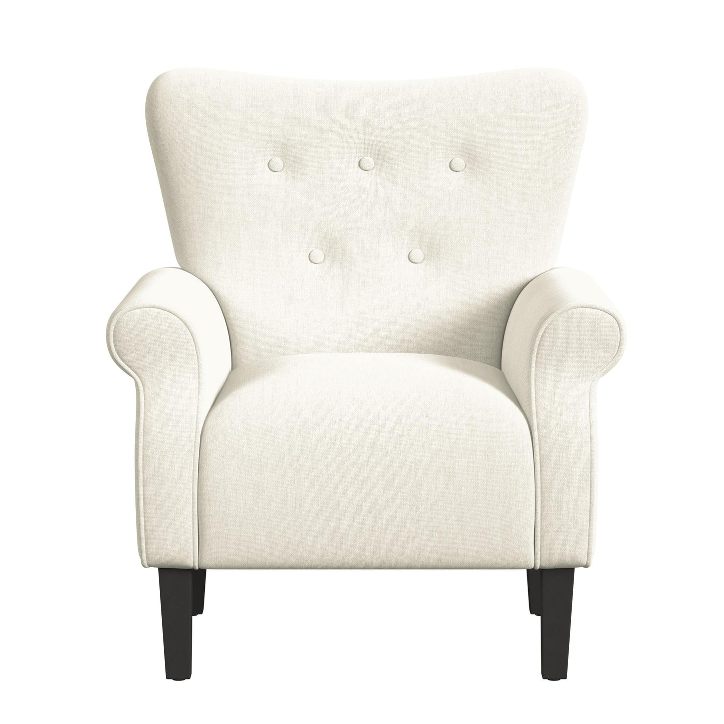 HomePop Home Decor | Upholstered Rolled Arm Living Room & Bedroom Accent Chair, Cream