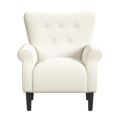 HomePop Home Decor | Upholstered Rolled Arm Living Room & Bedroom Accent Chair, Cream