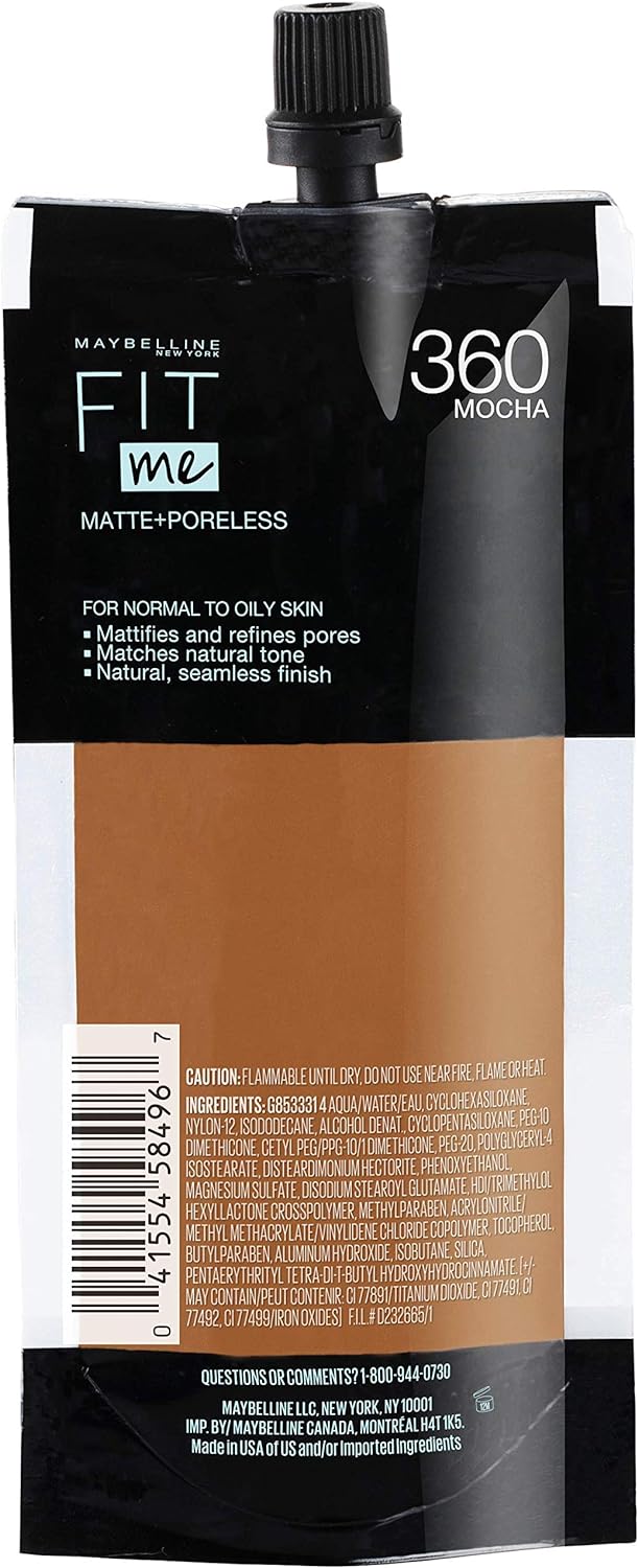 Maybelline Fit Me Matte + Poreless Liquid Oil-Free Foundation Makeup, Soft Tan, 1 Count (Packaging May Vary)