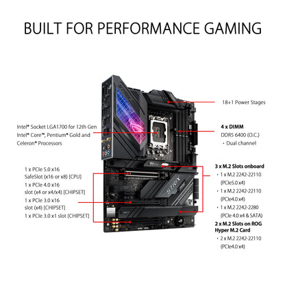 ASUS ROG Strix Z690-E Gaming WiFi 6E LGA 1700(Intel 12th Gen) ATX gaming motherboard(PCIe 5.0,DDR5,2.5 Gb LAN,Thunderbolt 4,5xM.2,1xPCIe 5.0 M.2,ROG Hyper M.2 Card,Front panel USB 3.2 Gen 2x2 Type-C)