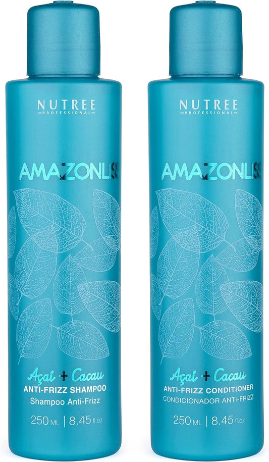 Amazonliss Home Care Anti Frizz After Care Post Treatment Natural Shampoo and Conditioner Set – For Keratin Treated Hair – Prolonged Smooth Effect – Hair Treatment For Soft and Shiny 8.45 fl.oz