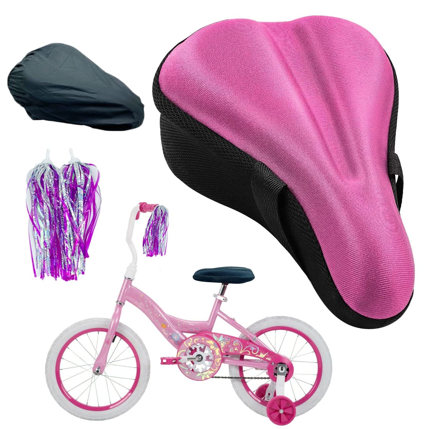 TOMDLING Kids Gel Bike Seat Cushion Cover, Breathable Memory Foam Child Bike Seat Cover, Seat Cushion for Children's Bicycle, with Water and Dust Resistant Cover, 9"x6"