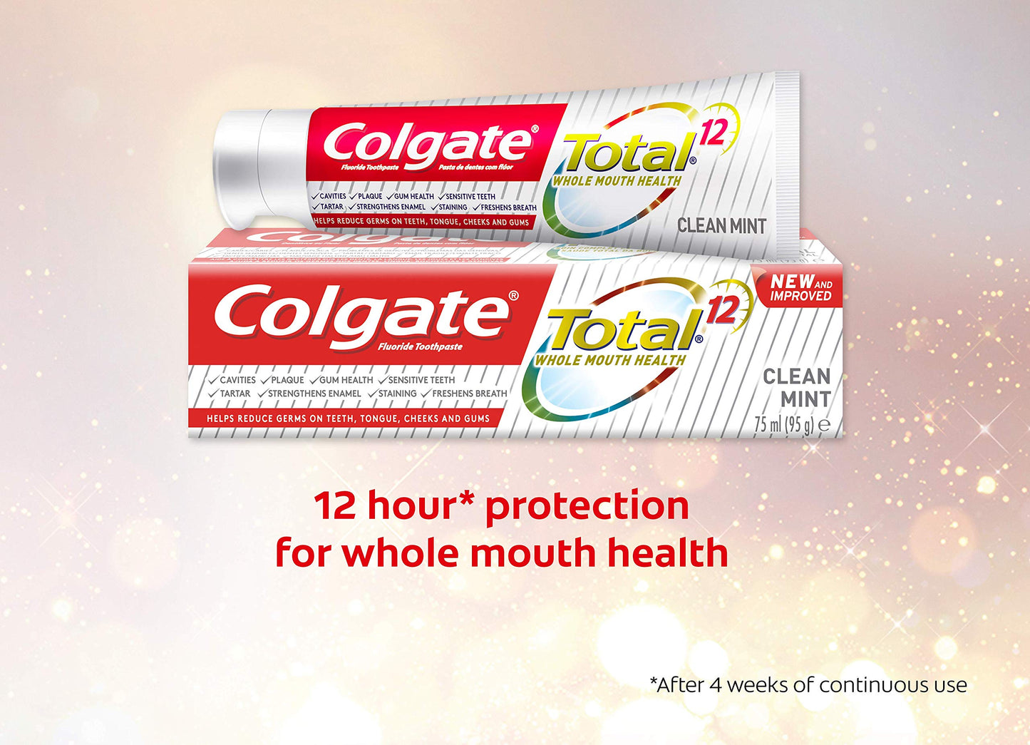 Colgate Total Clean Mint Toothpaste 12 Hour Protection - 3 X 75 ml