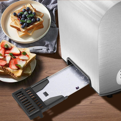 Toaster 2 Slice, Stainless Steel Bread Toasters, 7-Shade Settings, Reheat, Defrost, Cancel Function, with Removal Crumb Tray