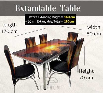 7-Pieces Dining Sets, 1 Piece Rectangular Table With (Free Installation), 1+6 Seater Modern Design Furniture for Home, Dining Room, (80x 170 cm, RFD)