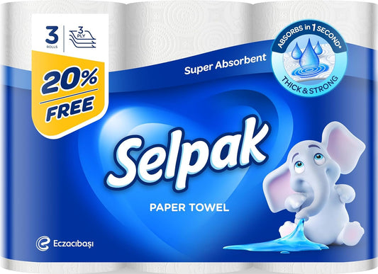 Selpak 3 Ply Kitchen Paper Towel 3 Rolls 20 Percent Off 80 Sheets