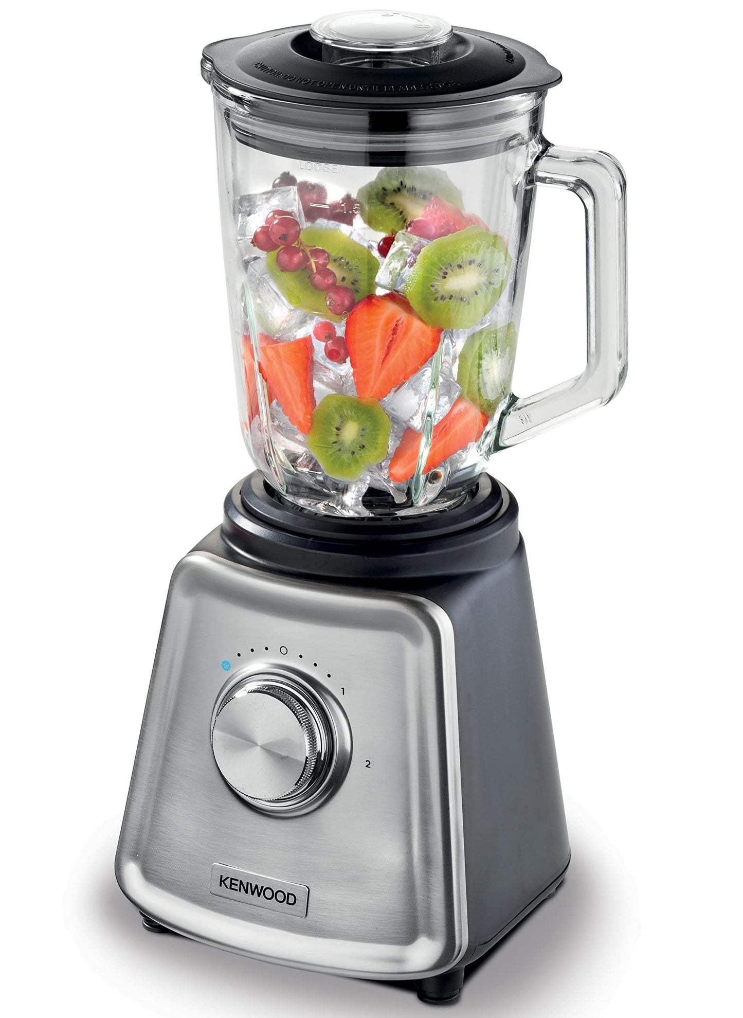 KENWOOD Glass Blender 800W Smoothie Blender/Smoothie Maker 1.5L with Glass Grinder Mill, Meat Grinder/Chopper Mill, Ice Crush Function BLP44.270SS Silver