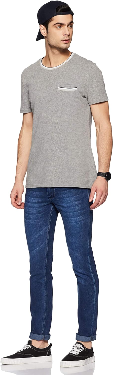 DIVERSE Men's Skinny Fit Jeans (DCMDT03KC24L33-508D_Black_28W x 33L)