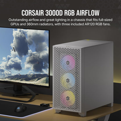 CORSAIR 3000D RGB Tempered Glass Mid-Tower, Black