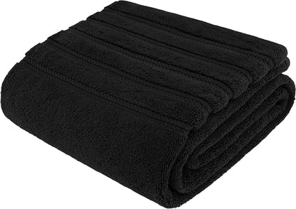 American Soft Linen Bath Linen Sets, 4 Pack Bath Linen Sets for Your Bathroom, Salem Luxury 100% Turkish Soft Twist Cotton, 13 x 13 inches Premium Quality Bath Linen Sets, Black