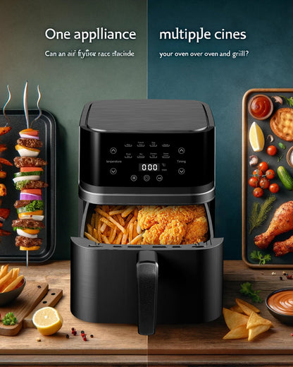 6.5L Air Fryer with Multi-Function Cooking Revolutionize Your Kitchen Experience Smart Touch, Large Capacity, Precise Temperature Control, Extended Timer - Ideal for Healthy Frying & Delicious Recipes