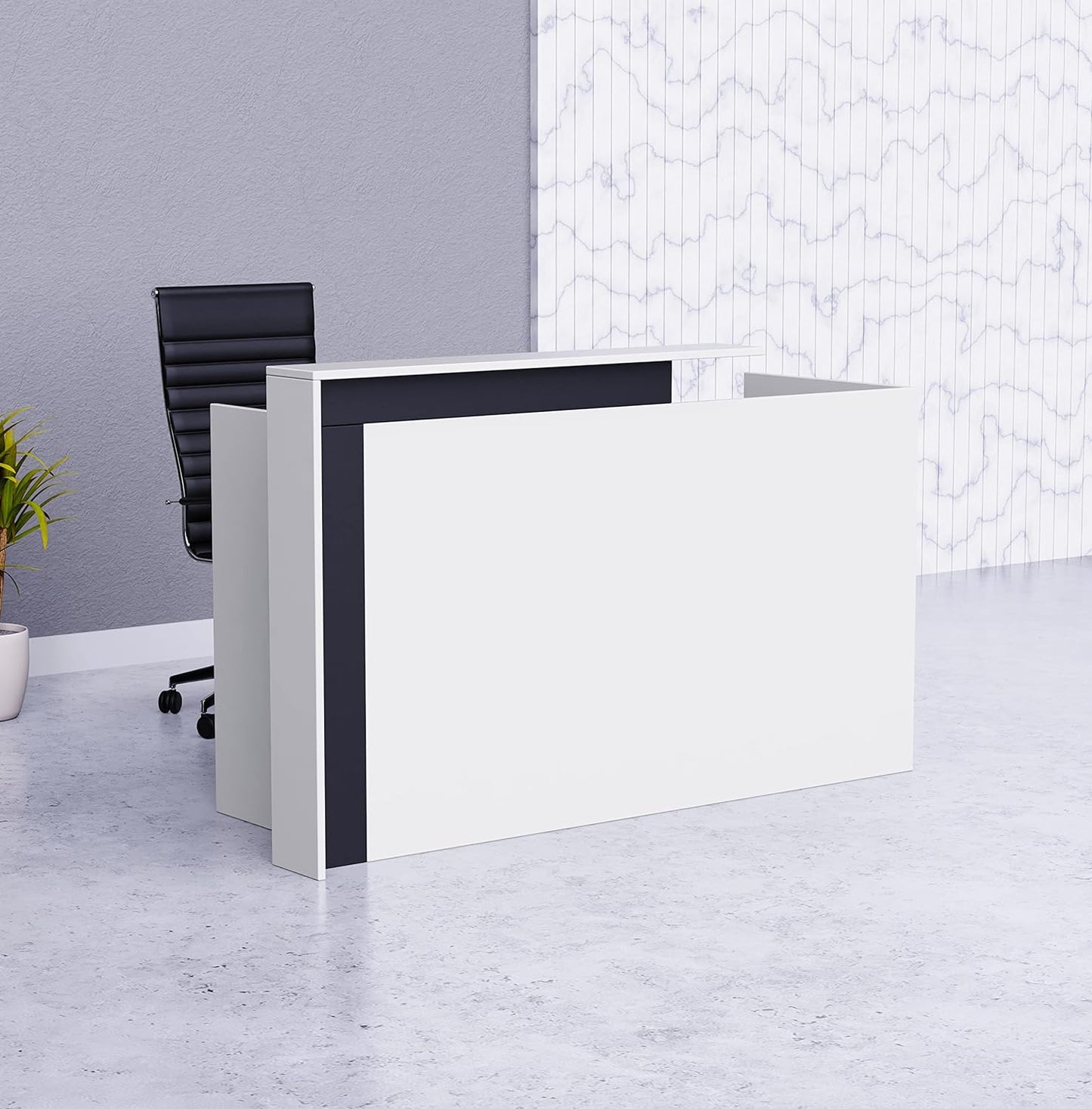 Mahmayi REC-2 Designer Reception Desk For Office Space, Front Office Desk (White-Coco Bolo)