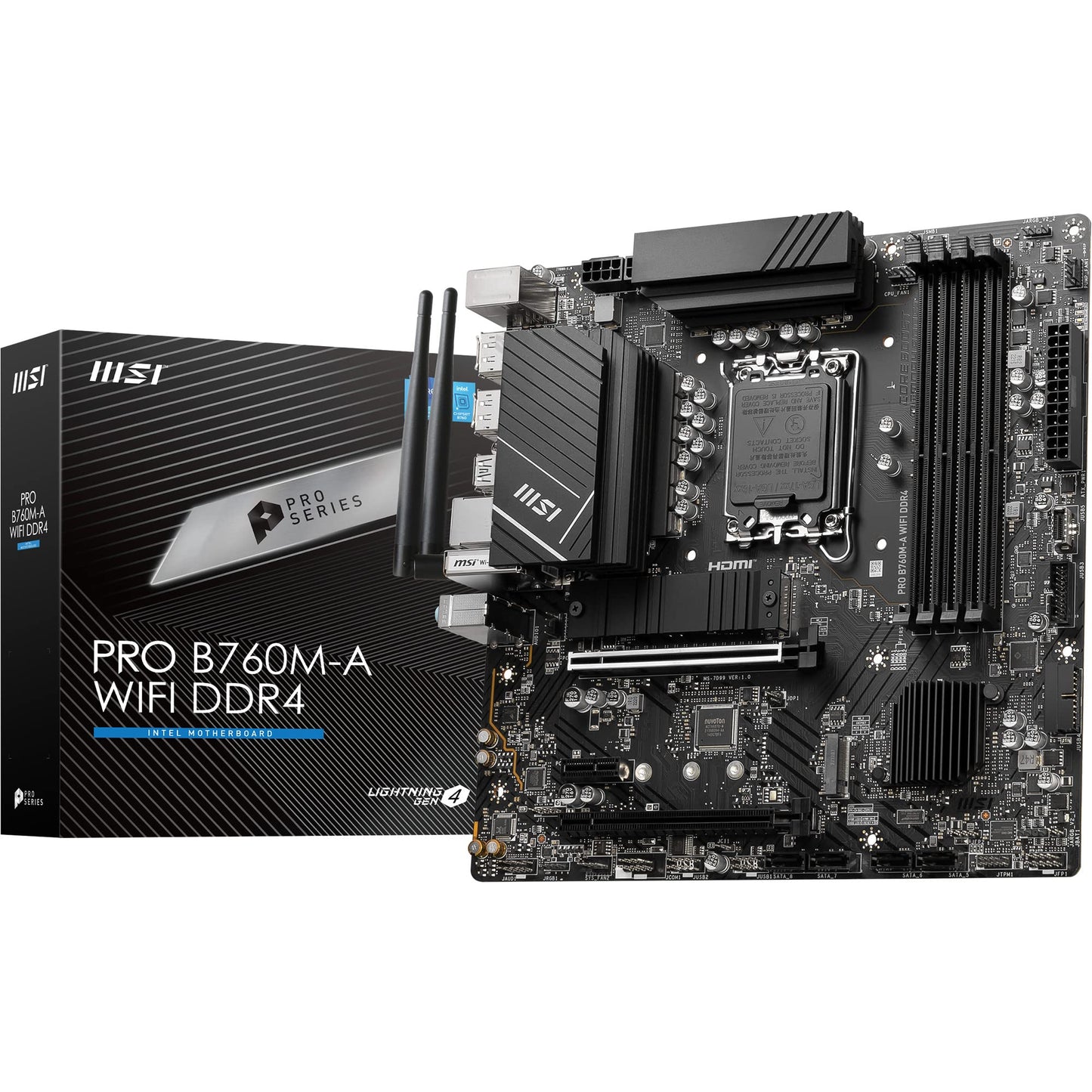 MSI PRO B760-P WIFI DDR4 Motherboard, ATX - Supports Intel 12th & 13th Gen Core Processors, LGA 1700 - DDR4 Memory Boost 5333+MHz/OC, PCIe 4.0 x16 Slots, M.2 Gen4 Slots, 2.5G LAN, Wi-Fi 6E