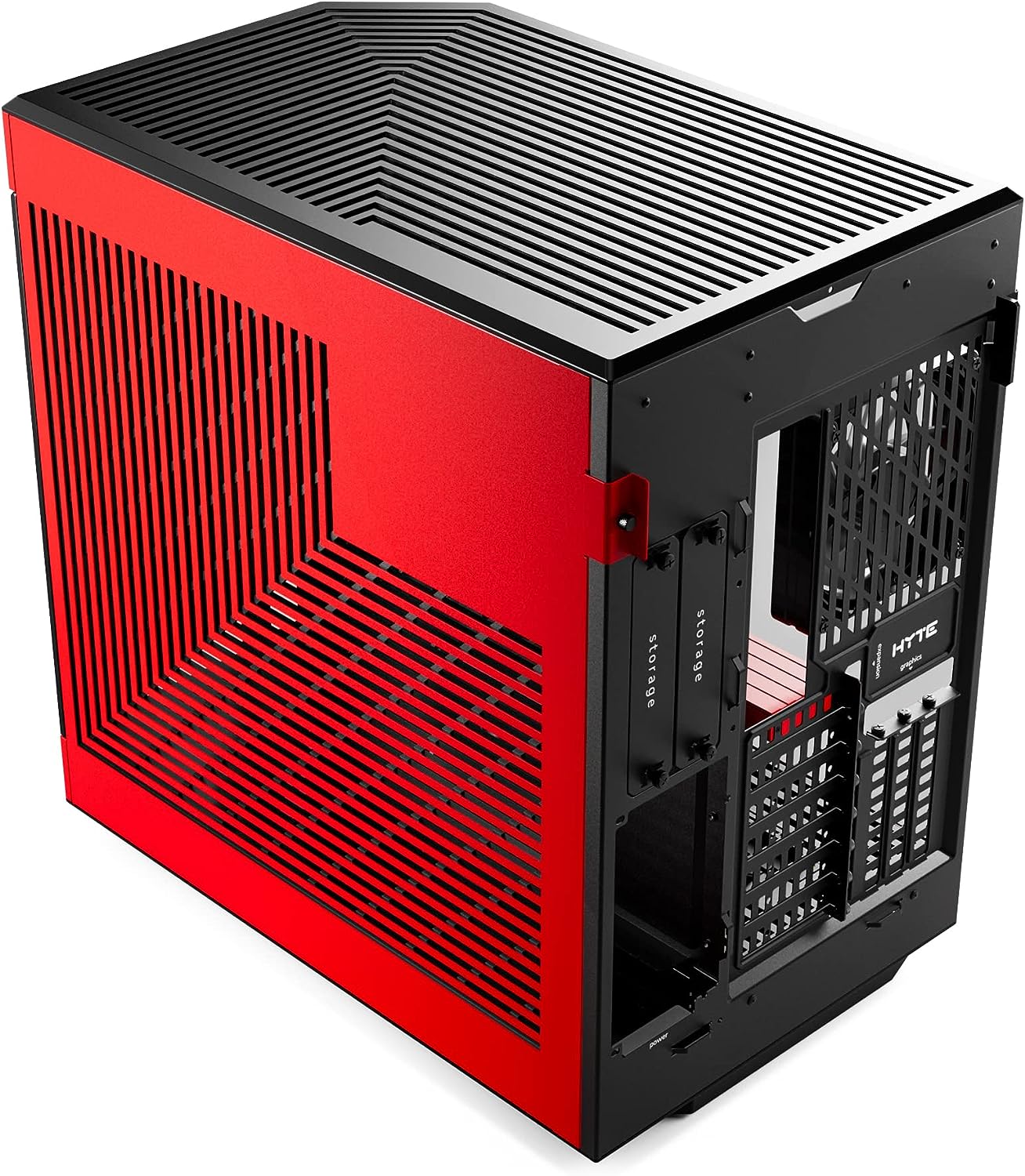 HYTE Y60 Modern Aesthetic Dual Chamber Panoramic Tempered Glass Mid-Tower ATX Computer Gaming Case with PCIE 4.0 Riser Cable Included, Red (CS-HYTE-Y60-BR)