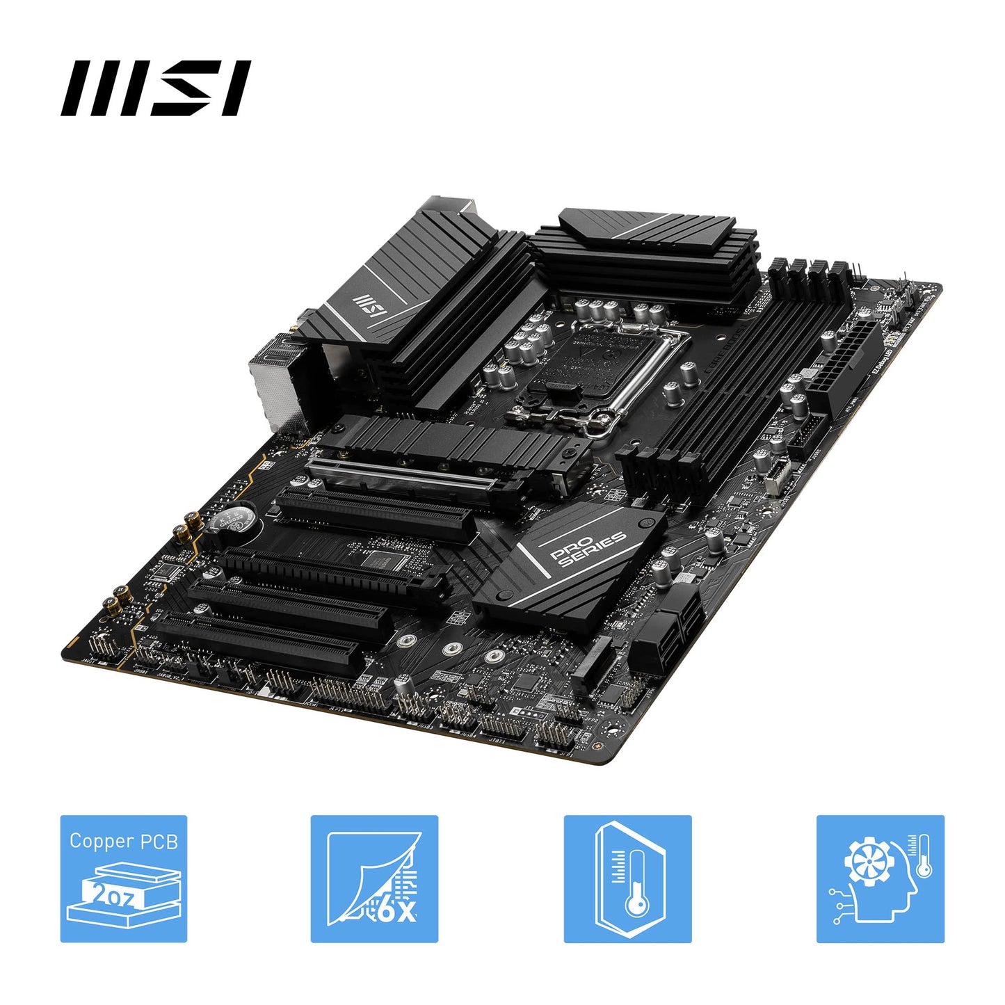 MSI PRO B760-P WIFI DDR4 Motherboard, ATX - Supports Intel 12th & 13th Gen Core Processors, LGA 1700 - DDR4 Memory Boost 5333+MHz/OC, PCIe 4.0 x16 Slots, M.2 Gen4 Slots, 2.5G LAN, Wi-Fi 6E