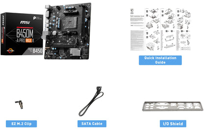 MSI B450M-A PRO MAX II ProSeries Motherboard (mATX, Supports AMD 5000/4000/3000/2000/1000 Series AM4 Processors, M.2, SATA 6G, USB 3.2 Gen 1, DDR4, HDMI/DVI, 2.5Gbps LAN)