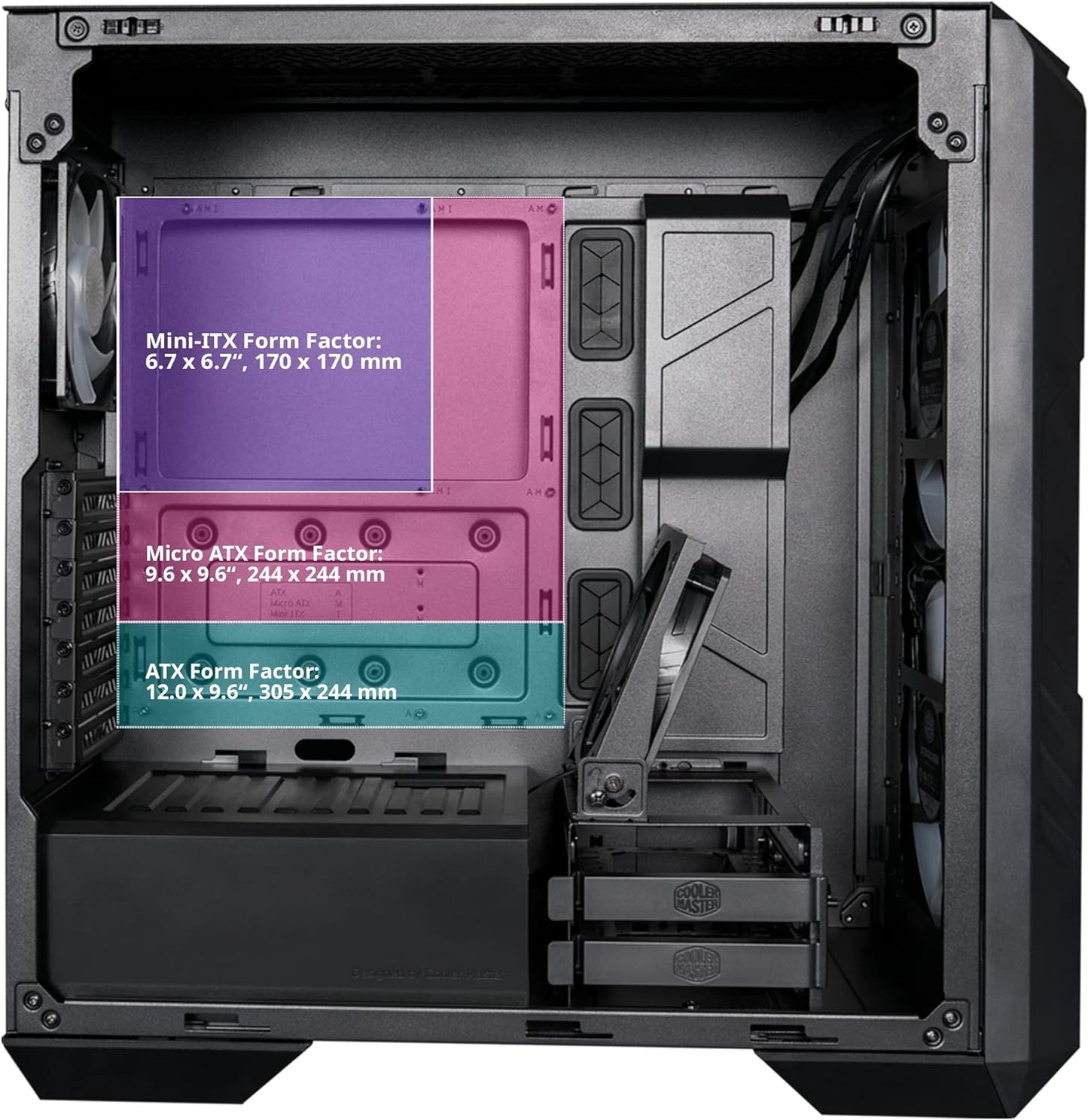 Cooler Master MasterCase H500 ARGB - PC Case with Dual 200mm Fans for High-Volume Airflow, Mesh and Transparent Front Chassis Panels, Flexible ATX Hardware Capacity