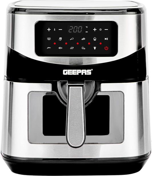 Geepas 9.2L Digital Air Fryer with Vortex – Family-Sized 9-in-1 Convection LED Touchscreen, 60 Minutes Timer & Non-Stick Basket Oil Free Toaster Oven | 2 Years Warranty