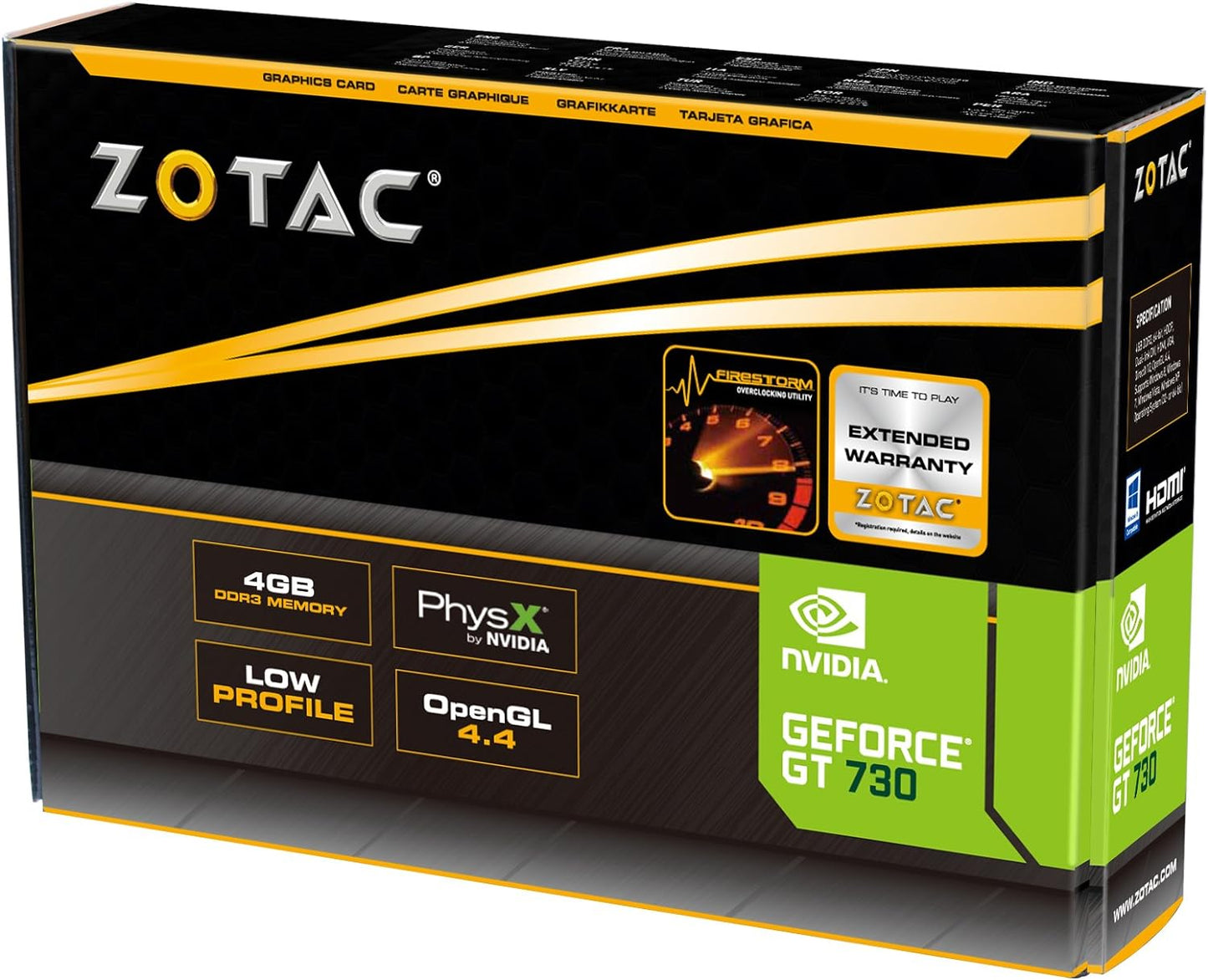 ZOTAC GeForce GT 730 Zone Edition 4GB DDR3 PCI Express 2.0 x16 (x8 lanes) Graphics Card (ZT-71115-20L)