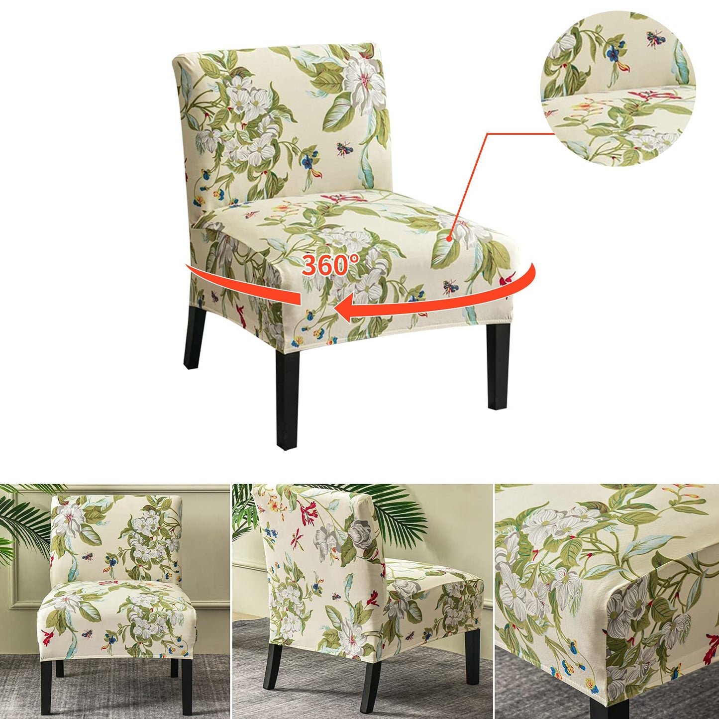 Eco-Ancheng Armless Chair Slipcover Washable Armless Chair Covers Removable Slipcover for Armless Chair Non-Slip Sofa Couch Covers Furniture Protector for Dining Living Room Armless Accent Chair