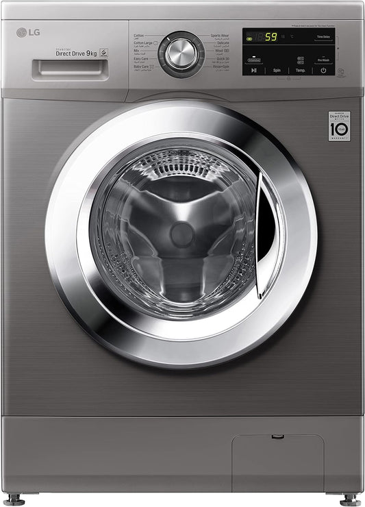 LG 9 Kg Washing Machine, Inverter Direct Drive Motor, 6 Motion, 1400 RPM, Steam Function, Stainless Steel Drum, Platinum Silver Color - F4J3VYG5P