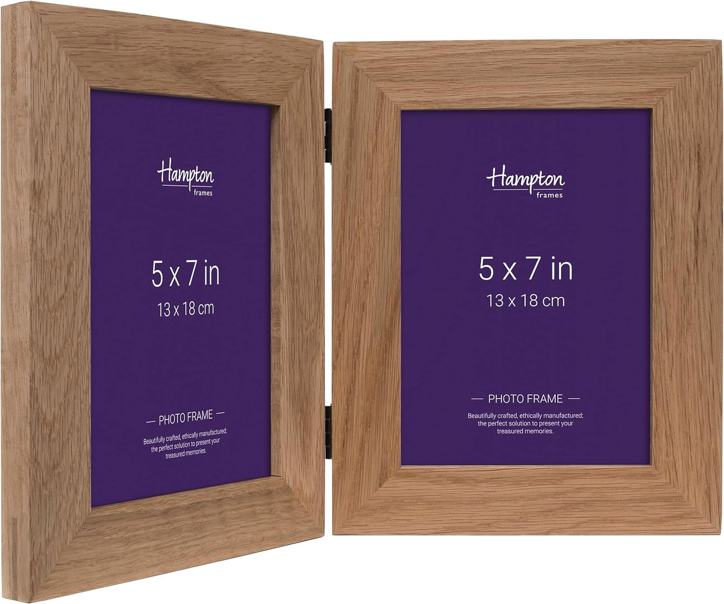 Hampton Frames NEW ENGLAND Solid Oak Wood Photo Frame (Double 5x7 (13x18cm)), natural