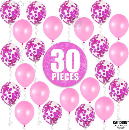 Pink and Pink confetti Latex Balloons Kit - Pack of 30 | Latex Pink and Confetti Balloons for Birthday Party | Great for Debut Wedding Decorations, Baby and Bridal Shower, Engagement, Anniversary