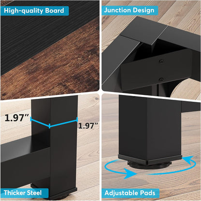 Tribesigns Computer Desk, Large Office Desk Computer Table Study Writing Desk for Home Office, Walnut + Black Leg, 63 X 23.6 inch