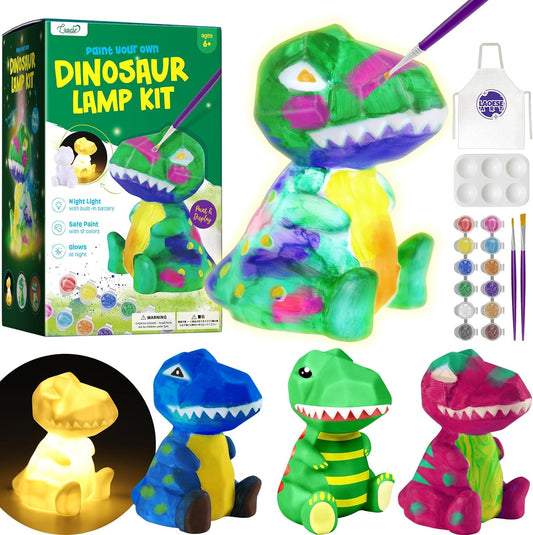 Paint Your Own Dinosaur Lamp Kit, Dinosaur Toys for Boys, Gift for Boy Kids, Arts and Crafts for Kids, Painting kit for Kids 6-12, Birthday Gift Set Boy Girl Ages 3 4 5 6 7 8 9 10 11 12+