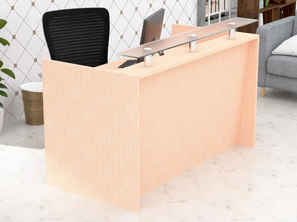 Mahmayi REC-2 Designer Reception Desk For Office Space, Front Office Desk (White-Coco Bolo)