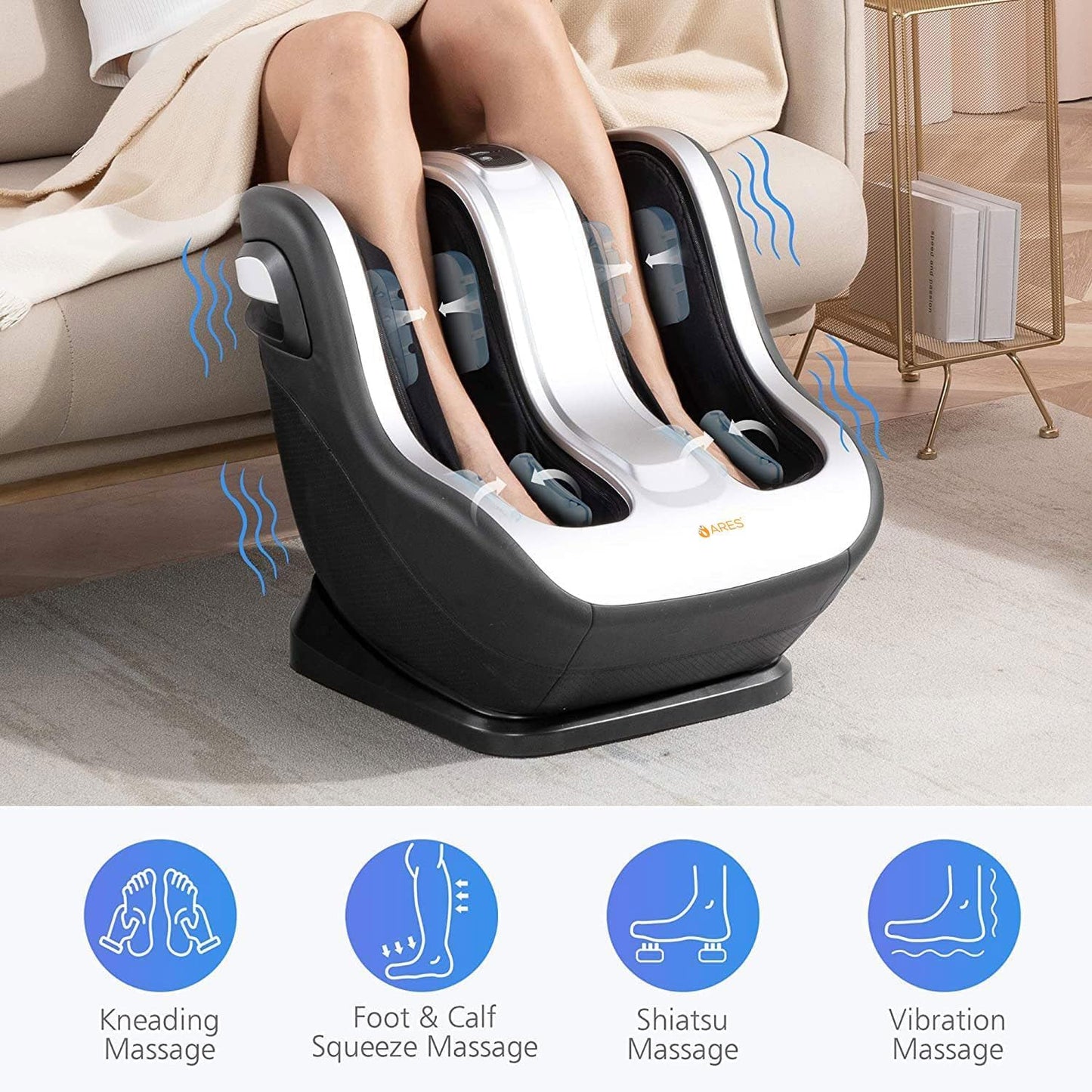 ARES iFoot Calf and Foot | Shiatsu massager| 2 intensity adjustment | Full-Coverage 360° | Roller Massage | 3 massage modes | 8 Air Compression | Vibration function