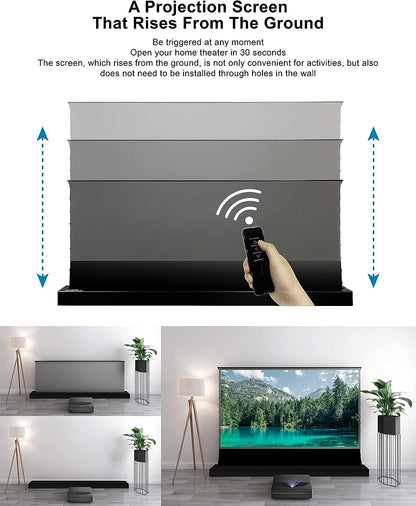 VIVIDSTORM-Projector Screens S PRO 120inch Electric Tension Floor Screen, Portable ALR Movie Theater Compatible Ultra Short Focus Laser Projector,VSDSTUST120H