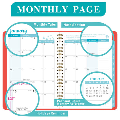 KSNOW 2024 Weekly and Monthly Planner, Runs from January 2024 to December 2024, Life Planner to Hit Your Goals & Live Happier, 12 Months Yearly Agenda Productivity for Women & Men, A5 (Blue)