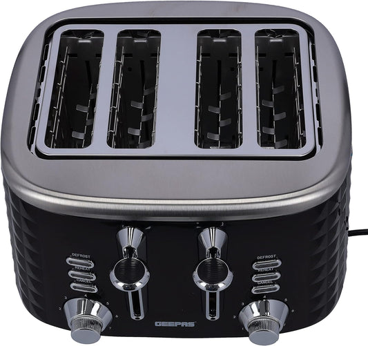 Geepas-Geepas 4 Slice Bread Toaster - Adjustable 7 Browning Control with Removable Crumb Collection Tray, Self-Centering| Perfect Sandwiches, Toast & More