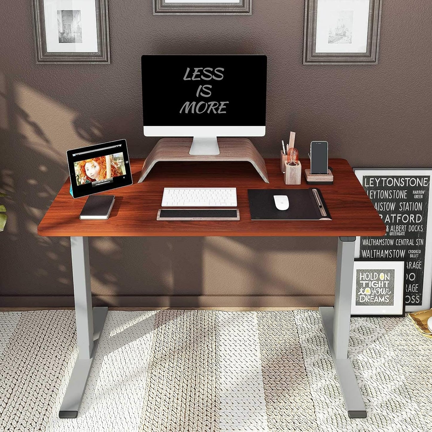 Flexispot EN1 Height Adjustable Standing Desk with Memory Height Adjustable Whole-Piece Desk Top (55x28, Black Frame + White Top)