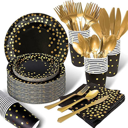 S2C 175 Pcs Serves 25 Heavy Duty Pink Gold Disposable Party Supplies With Paper Party Plates, Napkins, Cups, Spoons, Forks For Wedding, Birthday, Anniversary, Graduation Dinnerware Set (PINK GOLD)