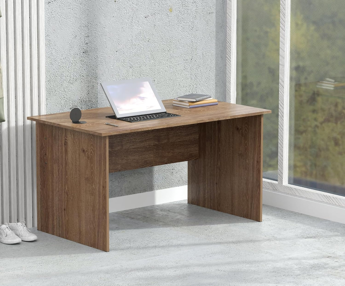 Mahmayi Writing Desk, MP1 160x80 Modern Wood Writing Table with Mobile Drawers - Versatile Corner Desk, Stylish and Functional Home Office Furniture - Oak (160cm With Drawer)