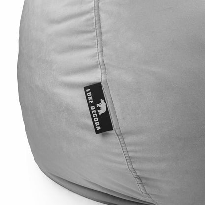 Luxe Decora Nest Soft Suede Bean Bag with Removable Layer | Washable | Perfect for Indoor Relaxation | Kids & Adults | Soft Velvet Finish | Filled with Polystyrene Beads (Black, Large)