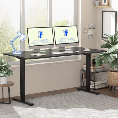 Flexispot EN1 Height Adjustable Standing Desk with Memory Height Adjustable Whole-Piece Desk Top (55x28, Black Frame + White Top)