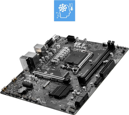 MSI Pro H610M-G DDR4 Micro-ATX Motherboard, Socket LGA 1700, H610 Chipset, 1x Intel I219V Gigabit LAN Controller, 2 DIMM Slots, M.2 Slot, PCI-E X16, SATA III, HDMI, VGA, DP