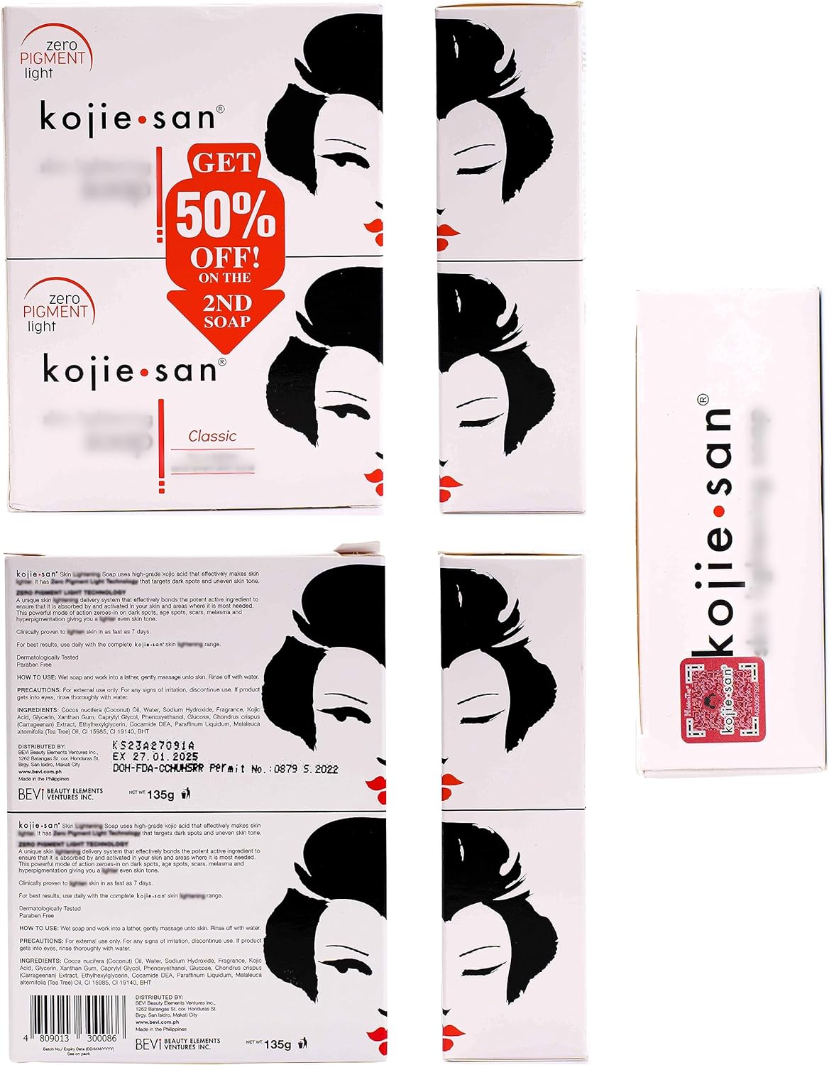 Kojie San 3 x 65G Kojie San Skin Kojic Acid Lightening Soap in Industry-leading Frustration Free Packaging