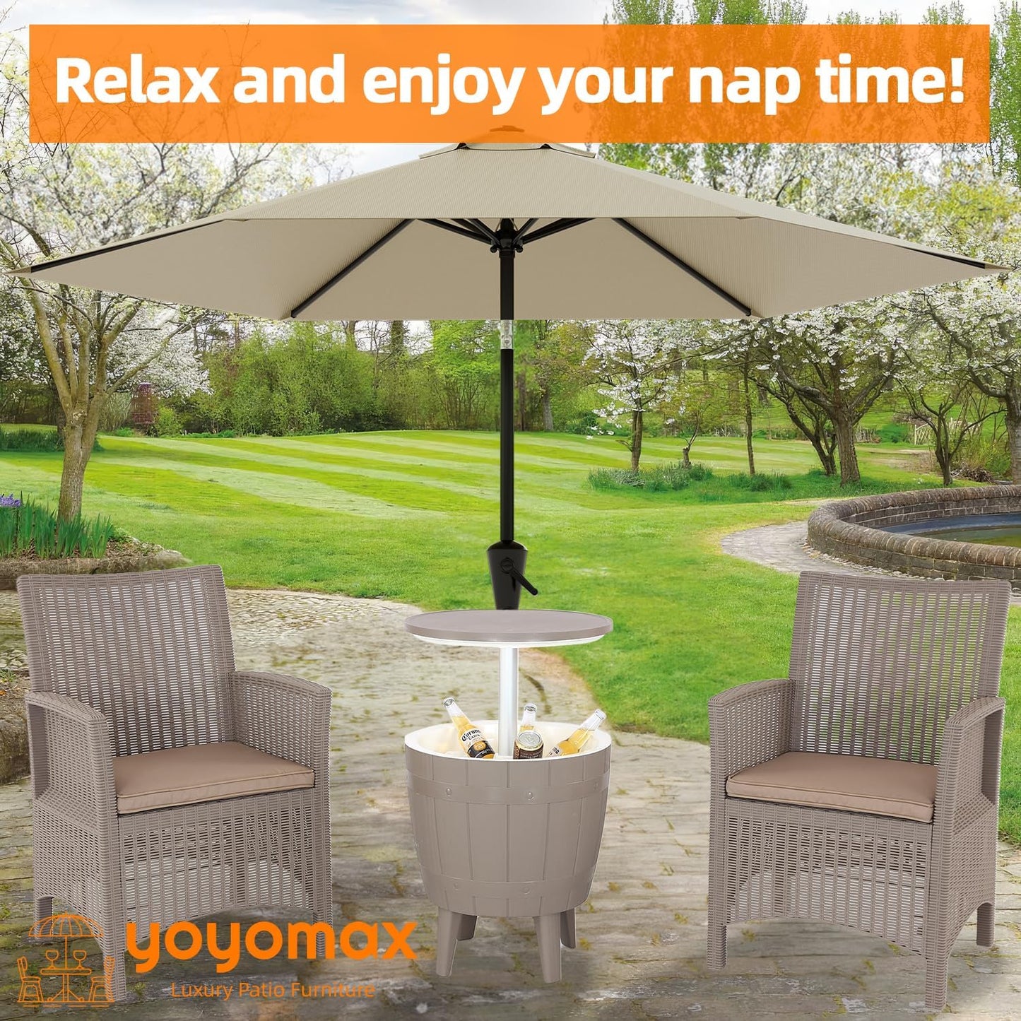 yoyomax 2 Pieces Outdoor Patio Furniture Set, Black