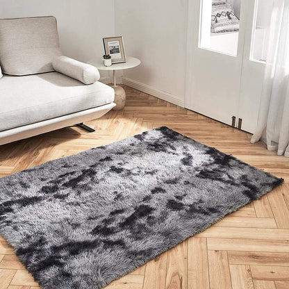 Tinyboy-hbq Area Rugs Shaggy Carpet for Living Room Bedroom Large Fluffy Carpet Modern Non-Slip Mat Multisize Rug Indoor Home Decor (Gray White, 80 x 120 cm)