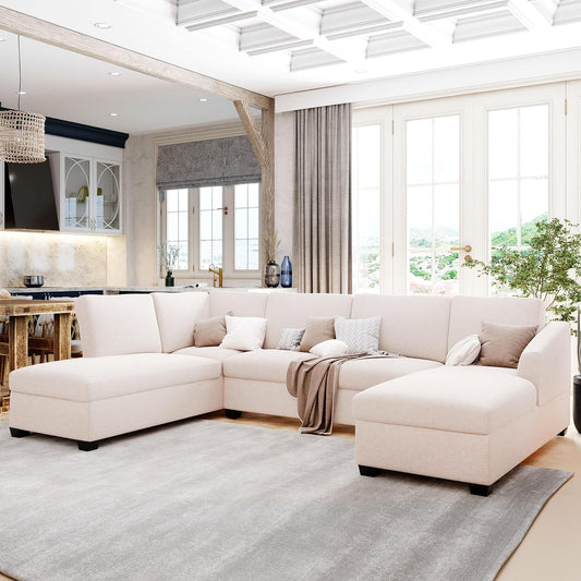 Karnak Jattebo 5-Seater Polyester Sofa Modern Design Sectional Sofa For Living Room Color (Beige)