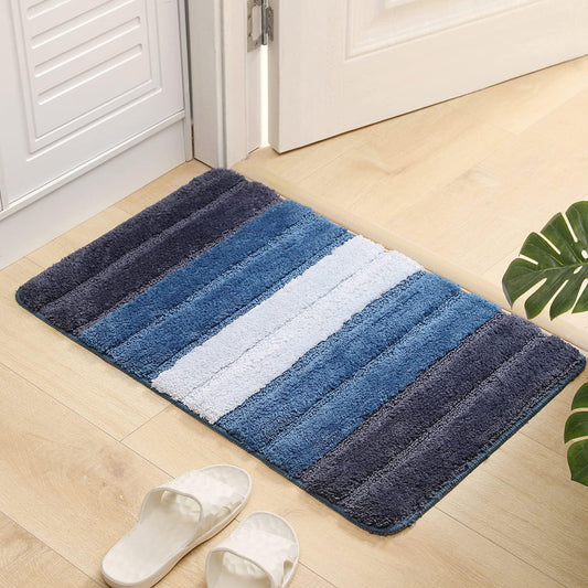 TYCOM Bathroom Rugs Bath Mat, 50x80cm, Non-Slip Fluffy Soft Plush Microfiber Shower Carpet Rug, Machine Washable Quick Dry Ultra Shaggy Bath Mats for Tub, Bathroom and Shower-Dark Blue